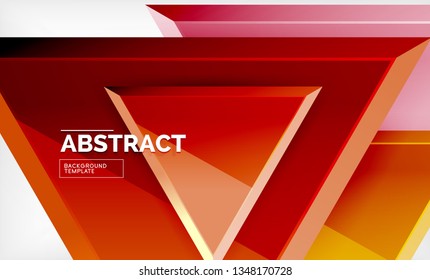 Triángulos repetitivos fondo abstracto geométrico, formas triangulares multicolor brillante, diseño de portada de afiches de alta tecnología o plantilla de presentación web con espacio de copia. Ilustración del vector