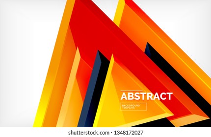 Dreiecke, die sich wiederholen, geometrisch abstrakter Hintergrund, mehrfarbige, glänzende dreieckige Formen, High-Tech-Poster-Cover-Design oder Web-Präsentation-Vorlage mit Kopienraum. Vektorgrafik