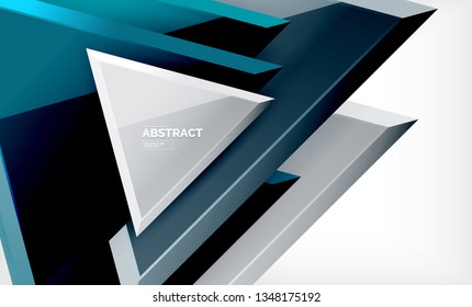 Triángulos repetitivos fondo abstracto geométrico, formas triangulares multicolor brillante, diseño de portada de afiches de alta tecnología o plantilla de presentación web con espacio de copia. Ilustración del vector