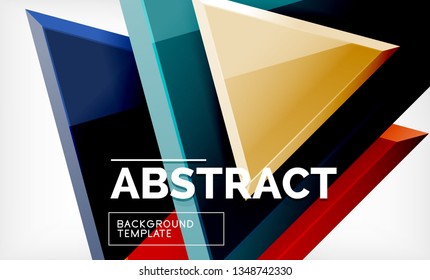 Triángulos repetitivos fondo abstracto geométrico, formas triangulares multicolor brillante, diseño de portada de afiches de alta tecnología o plantilla de presentación web con espacio de copia. Ilustración del vector