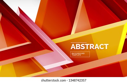 Dreiecke, die sich wiederholen, geometrisch abstrakter Hintergrund, mehrfarbige, glänzende dreieckige Formen, High-Tech-Poster-Cover-Design oder Web-Präsentation-Vorlage mit Kopienraum. Vektorgrafik