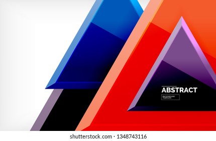 Triángulos repetitivos fondo abstracto geométrico, formas triangulares multicolor brillante, diseño de portada de afiches de alta tecnología o plantilla de presentación web con espacio de copia. Ilustración del vector
