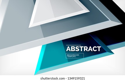 Triangles repetiton geometric abstract background, multicolored glossy triangular shapes, hi-tech poster cover design or web presentation template with copy space. Vector illustration