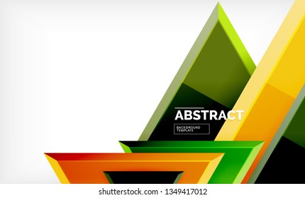 Dreiecke, die sich wiederholen, geometrisch abstrakter Hintergrund, mehrfarbige, glänzende dreieckige Formen, High-Tech-Poster-Cover-Design oder Web-Präsentation-Vorlage mit Kopienraum. Vektorgrafik