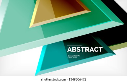 Dreiecke, die sich wiederholen, geometrisch abstrakter Hintergrund, mehrfarbige, glänzende dreieckige Formen, High-Tech-Poster-Cover-Design oder Web-Präsentation-Vorlage mit Kopienraum. Vektorgrafik