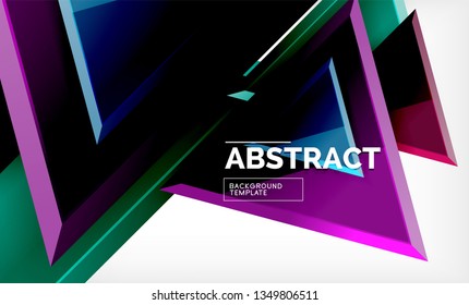 Triángulos repetitivos fondo abstracto geométrico, formas triangulares multicolor brillante, diseño de portada de afiches de alta tecnología o plantilla de presentación web con espacio de copia. Ilustración del vector