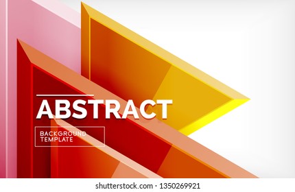 Triangles repetiton geometric abstract background, multicolored glossy triangular shapes, hi-tech poster cover design or web presentation template with copy space. Vector illustration