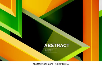 Triángulos repetitivos fondo abstracto geométrico, formas triangulares multicolor brillante, diseño de portada de afiches de alta tecnología o plantilla de presentación web con espacio de copia. Ilustración del vector