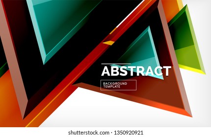 Triángulos repetitivos fondo abstracto geométrico, formas triangulares multicolor brillante, diseño de portada de afiches de alta tecnología o plantilla de presentación web con espacio de copia. Ilustración del vector