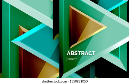 Triángulos repetitivos fondo abstracto geométrico, formas triangulares multicolor brillante, diseño de portada de afiches de alta tecnología o plantilla de presentación web con espacio de copia. Ilustración del vector