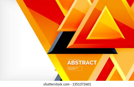 Triángulos repetitivos fondo abstracto geométrico, formas triangulares multicolor brillante, diseño de portada de afiches de alta tecnología o plantilla de presentación web con espacio de copia. Ilustración del vector