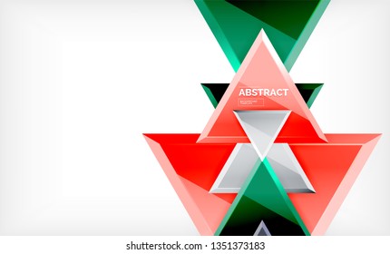 Triángulos repetitivos fondo abstracto geométrico, formas triangulares multicolor brillante, diseño de portada de afiches de alta tecnología o plantilla de presentación web con espacio de copia. Ilustración del vector