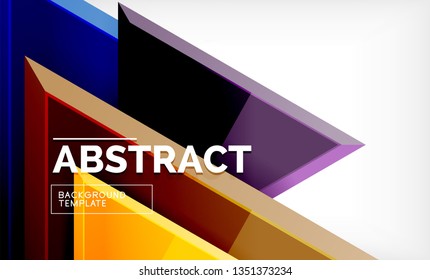 Triángulos repetitivos fondo abstracto geométrico, formas triangulares multicolor brillante, diseño de portada de afiches de alta tecnología o plantilla de presentación web con espacio de copia. Ilustración del vector