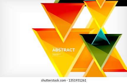 Triángulos repetitivos fondo abstracto geométrico, formas triangulares multicolor brillante, diseño de portada de afiches de alta tecnología o plantilla de presentación web con espacio de copia. Ilustración del vector