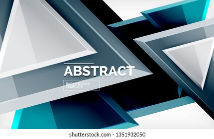 Triángulos repetitivos fondo abstracto geométrico, formas triangulares multicolor brillante, diseño de portada de afiches de alta tecnología o plantilla de presentación web con espacio de copia. Ilustración del vector