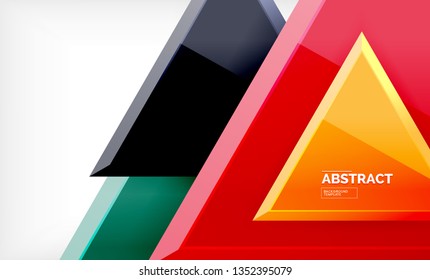 Triángulos repetitivos fondo abstracto geométrico, formas triangulares multicolor brillante, diseño de portada de afiches de alta tecnología o plantilla de presentación web con espacio de copia. Ilustración del vector
