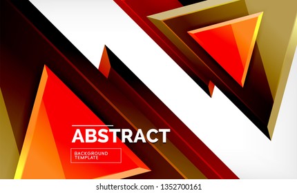Dreiecke, die sich wiederholen, geometrisch abstrakter Hintergrund, mehrfarbige, glänzende dreieckige Formen, High-Tech-Poster-Cover-Design oder Web-Präsentation-Vorlage mit Kopienraum. Vektorgrafik