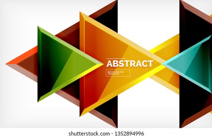 Triángulos repetitivos fondo abstracto geométrico, formas triangulares multicolor brillante, diseño de portada de afiches de alta tecnología o plantilla de presentación web con espacio de copia. Ilustración del vector