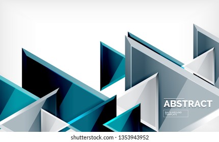 Triángulos repetitivos fondo abstracto geométrico, formas triangulares multicolor brillante, diseño de portada de afiches de alta tecnología o plantilla de presentación web con espacio de copia. Ilustración del vector