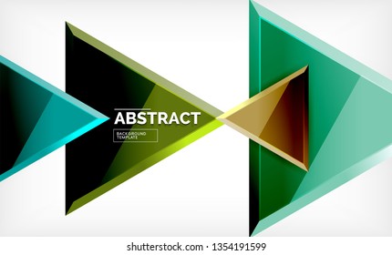 Triángulos repetitivos fondo abstracto geométrico, formas triangulares multicolor brillante, diseño de portada de afiches de alta tecnología o plantilla de presentación web con espacio de copia. Ilustración del vector