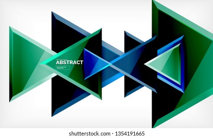 Triángulos repetitivos fondo abstracto geométrico, formas triangulares multicolor brillante, diseño de portada de afiches de alta tecnología o plantilla de presentación web con espacio de copia. Ilustración del vector