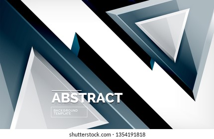 Triángulos repetitivos fondo abstracto geométrico, formas triangulares multicolor brillante, diseño de portada de afiches de alta tecnología o plantilla de presentación web con espacio de copia. Ilustración del vector