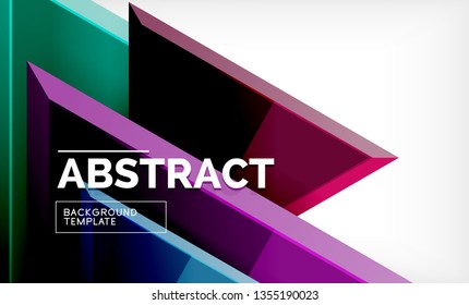 Triángulos repetitivos fondo abstracto geométrico, formas triangulares multicolor brillante, diseño de portada de afiches de alta tecnología o plantilla de presentación web con espacio de copia. Ilustración del vector