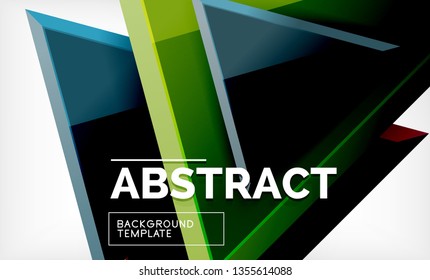 Triángulos repetitivos fondo abstracto geométrico, formas triangulares multicolor brillante, diseño de portada de afiches de alta tecnología o plantilla de presentación web con espacio de copia. Ilustración del vector