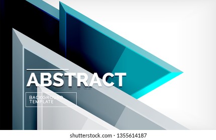 Triangles repetiton geometric abstract background, multicolored glossy triangular shapes, hi-tech poster cover design or web presentation template with copy space. Vector illustration
