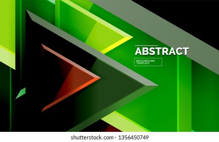 Triángulos repetitivos fondo abstracto geométrico, formas triangulares multicolor brillante, diseño de portada de afiches de alta tecnología o plantilla de presentación web con espacio de copia. Ilustración del vector