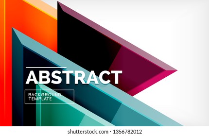Triangles repetiton geometric abstract background, multicolored glossy triangular shapes, hi-tech poster cover design or web presentation template with copy space. Vector illustration