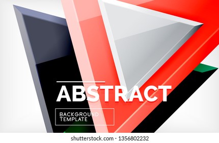 Triângulos de repetição geométrica abstrato fundo, multicolorido lustroso formas triangulares, design de capa de cartaz de alta tecnologia ou modelo de apresentação na Web com espaço de cópia. Ilustração vetorial