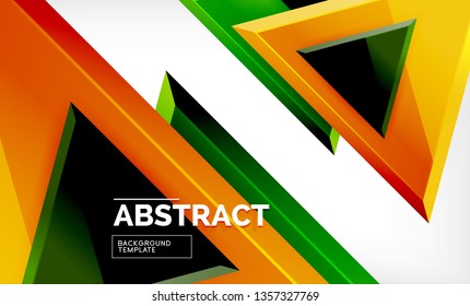 Triángulos repetitivos fondo abstracto geométrico, formas triangulares multicolor brillante, diseño de portada de afiches de alta tecnología o plantilla de presentación web con espacio de copia. Ilustración del vector