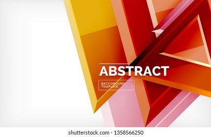 Triangles repetiton geometric abstract background, multicolored glossy triangular shapes, hi-tech poster cover design or web presentation template with copy space. Vector illustration