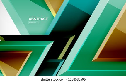 Triângulos de repetição geométrica abstrato fundo, multicolorido lustroso formas triangulares, design de capa de cartaz de alta tecnologia ou modelo de apresentação na Web com espaço de cópia. Ilustração vetorial