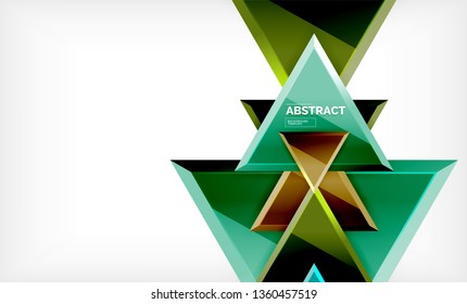 Triángulos repetitivos fondo abstracto geométrico, formas triangulares multicolor brillante, diseño de portada de afiches de alta tecnología o plantilla de presentación web con espacio de copia. Ilustración del vector