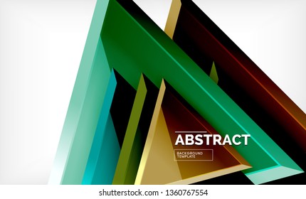 Triángulos repetitivos fondo abstracto geométrico, formas triangulares multicolor brillante, diseño de portada de afiches de alta tecnología o plantilla de presentación web con espacio de copia. Ilustración del vector