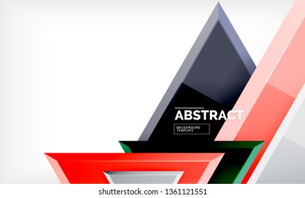 Triangles repetiton geometric abstract background, multicolored glossy triangular shapes, hi-tech poster cover design or web presentation template with copy space. Vector illustration