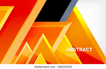 Triángulos repetitivos fondo abstracto geométrico, formas triangulares multicolor brillante, diseño de portada de afiches de alta tecnología o plantilla de presentación web con espacio de copia. Ilustración del vector