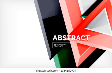 Triángulos repetitivos fondo abstracto geométrico, formas triangulares multicolor brillante, diseño de portada de afiches de alta tecnología o plantilla de presentación web con espacio de copia. Ilustración del vector