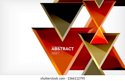 Triángulos repetitivos fondo abstracto geométrico, formas triangulares multicolor brillante, diseño de portada de afiches de alta tecnología o plantilla de presentación web con espacio de copia. Ilustración del vector
