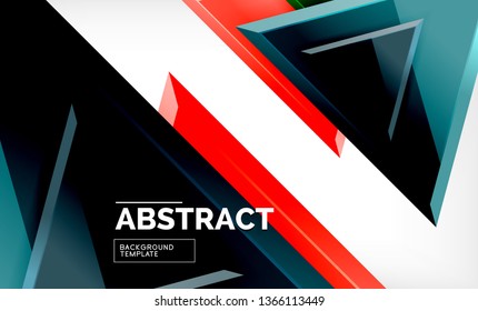 Triángulos repetitivos fondo abstracto geométrico, formas triangulares multicolor brillante, diseño de portada de afiches de alta tecnología o plantilla de presentación web con espacio de copia. Ilustración del vector
