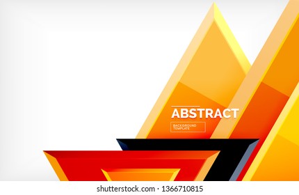 Triangles repetiton geometric abstract background, multicolored glossy triangular shapes, hi-tech poster cover design or web presentation template with copy space. Vector illustration