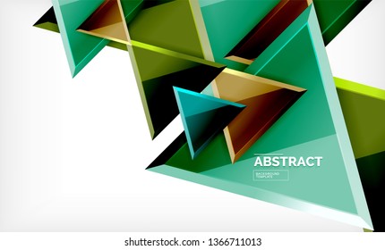 Triángulos repetitivos fondo abstracto geométrico, formas triangulares multicolor brillante, diseño de portada de afiches de alta tecnología o plantilla de presentación web con espacio de copia. Ilustración del vector