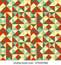 A lot of triangles in retro colours, abstract seamless pattern