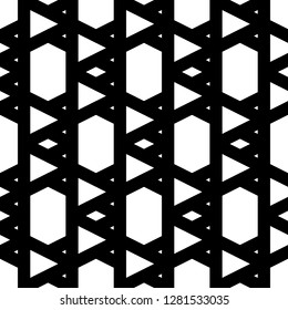 Triangles, rhombuses, hexagons ornament. Polygons motif. Geometrical background. Triangular, quadrangular, hexagonal shapes wallpaper. Geometric backdrop.Digital paper, abstract. Seamless pattern.