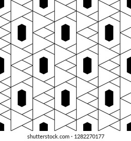 Triangles, rhombuses, hexagons ornament. Triangular, quadrangular, hexagonal shapes wallpaper. Geometric background. Polygons motif.Geometrical backdrop. Digital paper, abstract. Seamless pattern.