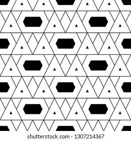 Triangles, rhombuses, hexagons ornament.Digital paper, abstract.Geometrical backdrop. Triangular, quadrangular, hexagonal shapes wallpaper. Polygons motif. Seamless pattern. Geometric background.