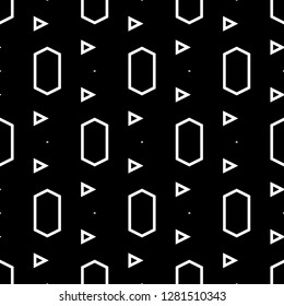 Triangles, rhombuses, hexagons ornament.Geometric background. Triangular, quadrangular, hexagonal shapes wallpaper. Polygons motif.Geometrical backdrop. Seamless pattern. Digital paper, abstract.