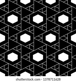 Triangles, rhombuses, hexagons pattern. Geometrical backdrop. Triangular, quadrangular, hexagonal shapes wallpaper. Geometric background. Polygons motif. Digital paper, abstract. Seamless ornament